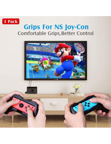 Agarraderas para Joy-Con Nintendo Switch HEYSTOP 3 en 1 Negro