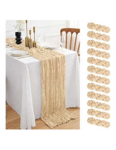 Paquete de 12 Caminos de Mesa de Gasa Beige 89x305 cm
