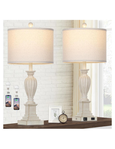 Juego de 2 Lámparas de Mesa Táctil Dimmable Cinyirong Blanco