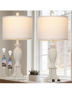 Juego de 2 Lámparas de Mesa Táctil Dimmable Cinyirong Blanco 2