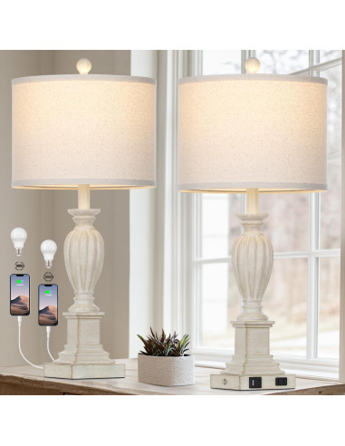 Juego de 2 Lámparas de Mesa Táctil Dimmable Cinyirong Blanco