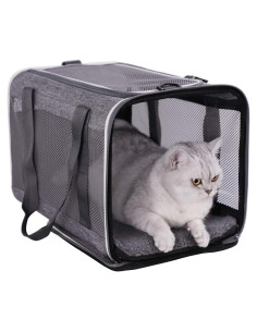 Transportadora Suave para Gatos Petisfam 43x30x30cm Gris