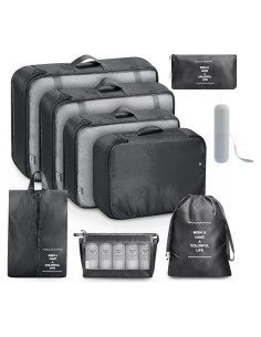 Juego de 9 Cubos de Empaque Aydicon para Viaje Negro