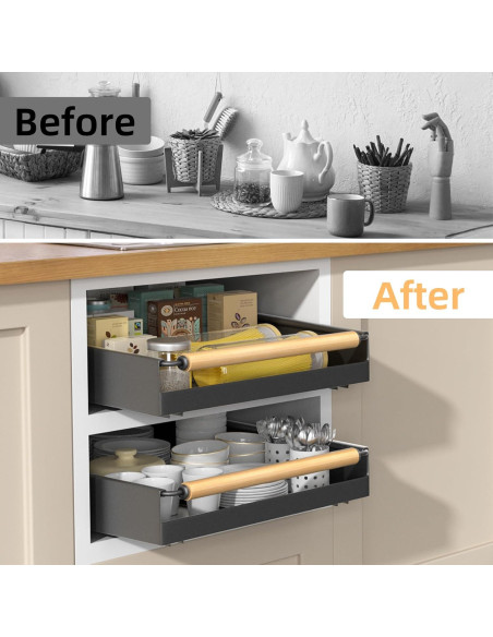 Organizador de Gabinete Deslizante Expandible Upesitom Negro 38.86 cm