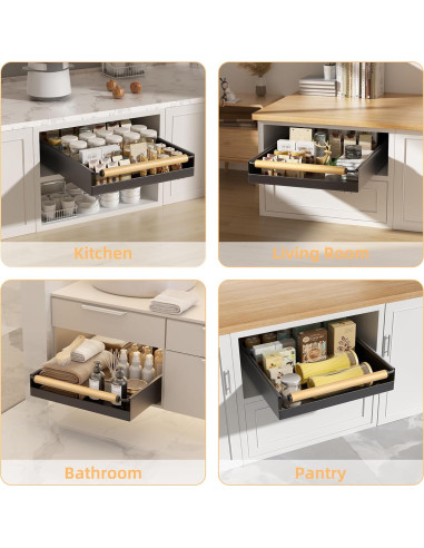 Organizador de Gabinete Deslizante Expandible Upesitom Negro 38.86 cm