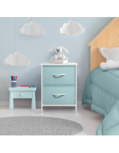 Mesita de Noche Sorbus DRW-2D-AQ con 2 Cajones - Almacenamiento Infantil 2