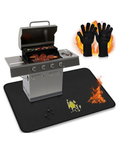 Juego de Parrilla JUIN: Alfombrilla Ignífuga y Guantes BBQ