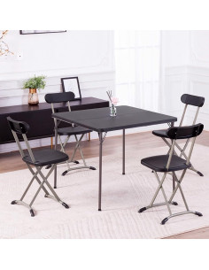 Mesa Plegable Cuadrada FROASISPRO 86 cm Negra para 4 Personas 2