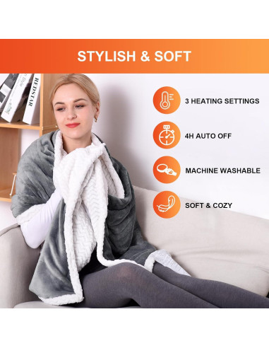 Manta Calentada Eléctrica Comfytemp 177.8x58.4cm Gris 3 Niveles