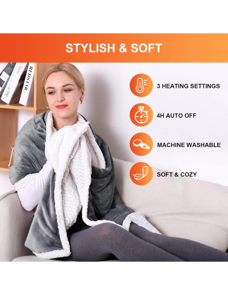 Manta Calentada Eléctrica Comfytemp 177.8x58.4cm Gris 3 Niveles