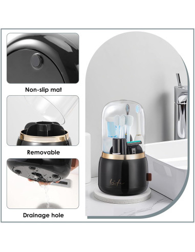 Soporte para Cepillos de Dientes EXIN DECHEN R55 Negro con Tapa