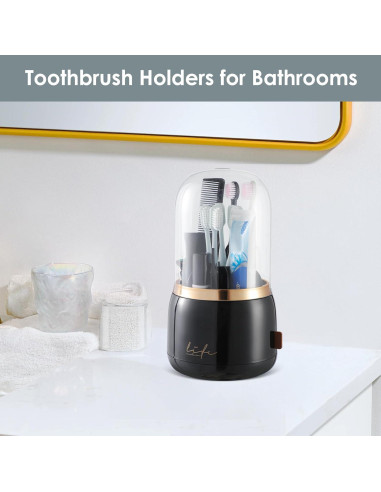 Soporte para Cepillos de Dientes EXIN DECHEN R55 Negro con Tapa