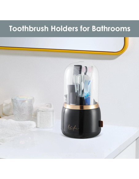 Soporte para Cepillos de Dientes EXIN DECHEN R55 Negro con Tapa