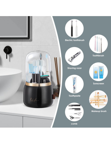 Soporte para Cepillos de Dientes EXIN DECHEN R55 Negro con Tapa