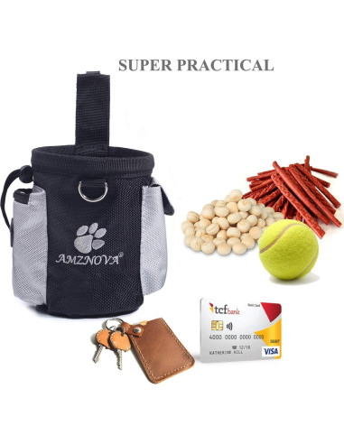 Bolsa de Golosinas para Perros AMZNOVA, 3 Tazas, Negro