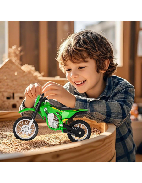 Juguete Motocicleta de Tierra Gogogomoto 1:8 Verde con Soporte