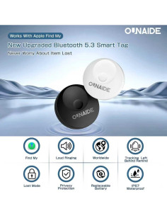 Paquete de 2 Etiquetas de Rastreo Bluetooth OUNAIDE - Negro y Blanco 2