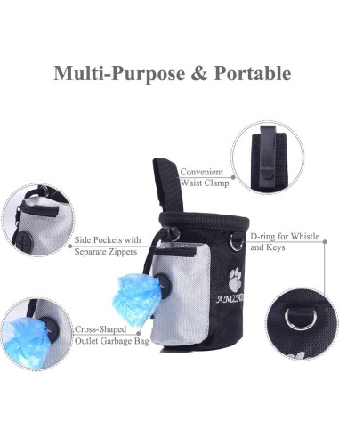 Bolsa de Golosinas para Perros AMZNOVA, 3 Tazas, Negro