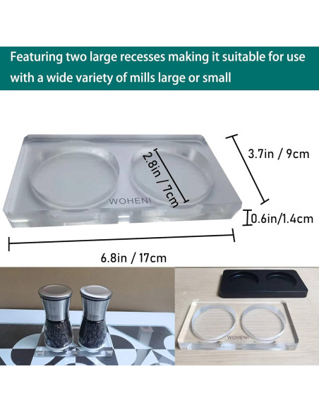 Bandeja Acrílica para Molinillos de Sal y Pimienta WOHENI 17x9 cm