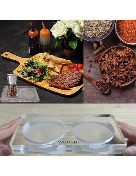 Bandeja Acrílica para Molinillos de Sal y Pimienta WOHENI 17x9 cm