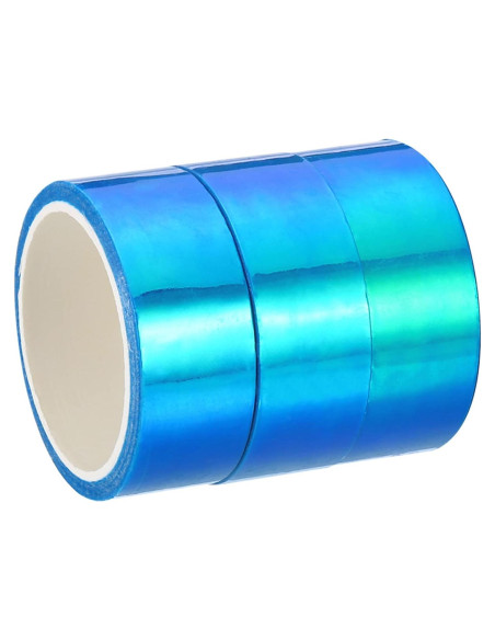 Cinta Metalizada PATIKIL 15 mm x 5 m, 3 rollos azul para manualidades