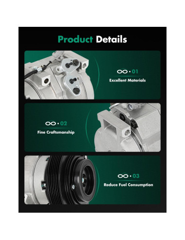 Compresor de aire acondicionado SCITOO para Toyota Corolla/Matrix 1.8L 2003-2008