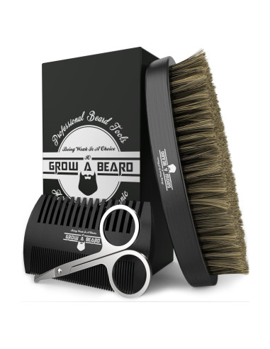 Kit de Aseo para Barba GROW ALPHA BEARD con Cepillo y Peine