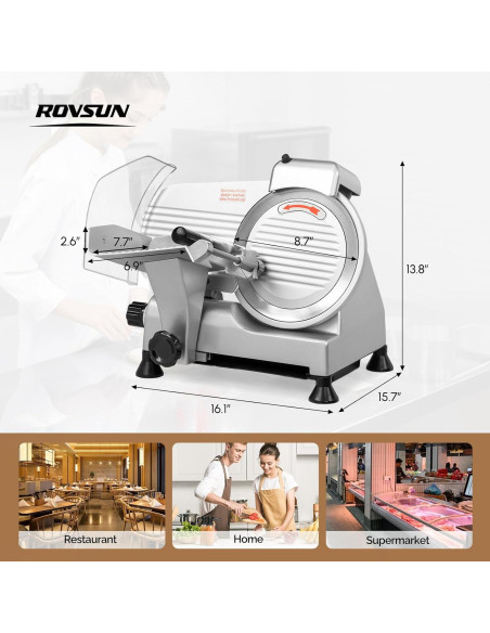 Cortadora de Carne ROVSUN 210W 8 Pulgadas Ajustable 0-13mm