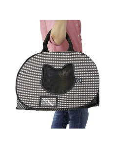 Transportín para Gatos Necoichi Plegable Gris y Blanco