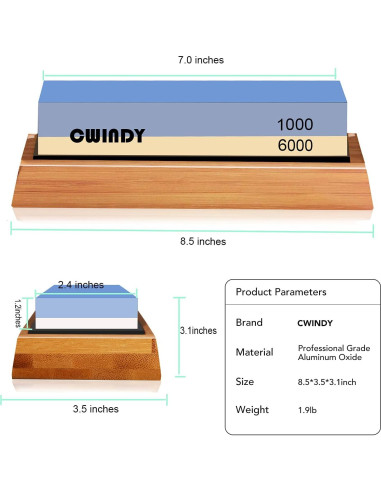 Kit de piedra de afilar CWINDY 1000/6000 con base antideslizante