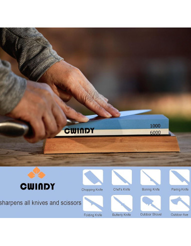 Kit de piedra de afilar CWINDY 1000/6000 con base antideslizante