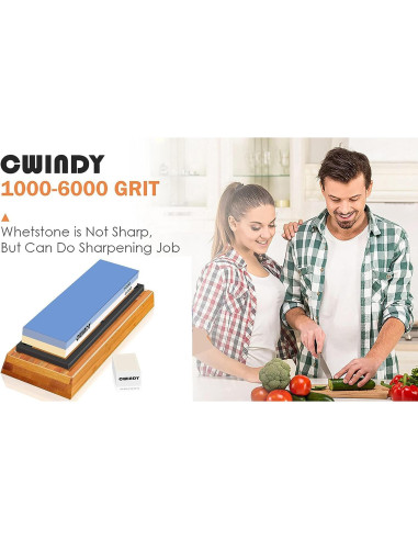 Kit de piedra de afilar CWINDY 1000/6000 con base antideslizante