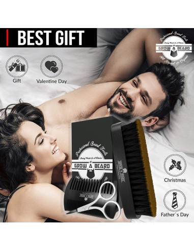 Kit de Aseo para Barba GROW ALPHA BEARD con Cepillo y Peine