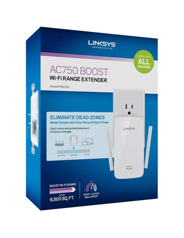 Extensor WiFi Linksys RE6300 AC750, Doble Banda, 93 m