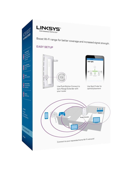 Extensor WiFi Linksys RE6300 AC750, Doble Banda, 93 m