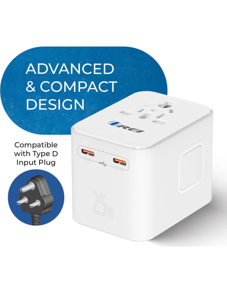 Adaptador de Viaje Universal OREI M8 25W 4-en-1 USB-C
