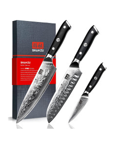 Juego de cuchillos de Damasco SHAN ZU 3 piezas alta calidad