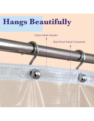 Cortina de Ducha Epica de Vinilo Transparente 1.83m x 1.83m