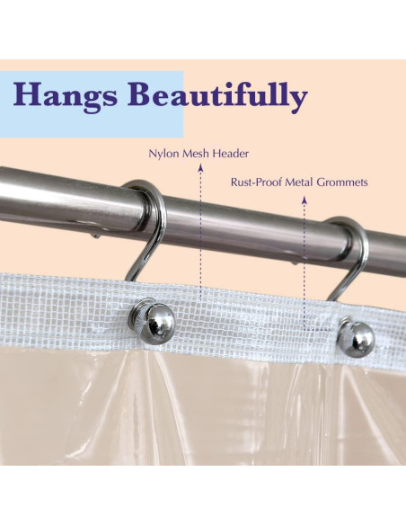 Cortina de Ducha Epica de Vinilo Transparente 1.83m x 1.83m