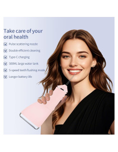 Irrigador Oral Inalámbrico KUSKER 500ML Rosa Cálido 5 Modos 2