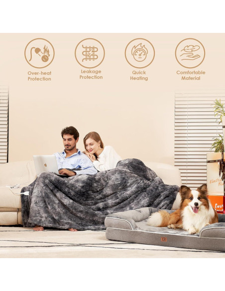 Manta Térmica Eléctrica EHEYCIGA 127x152cm Gris Sherpa