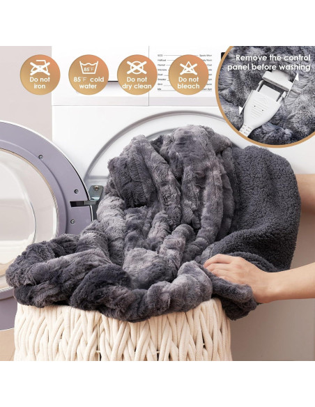 Manta Térmica Eléctrica EHEYCIGA 127x152cm Gris Sherpa