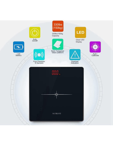 Balanza Digital NUTRI FIT para Peso Corporal 150 kg LED
