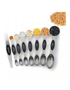 Juego de 8 Cucharas Medidoras Magnéticas Acero Inoxidable