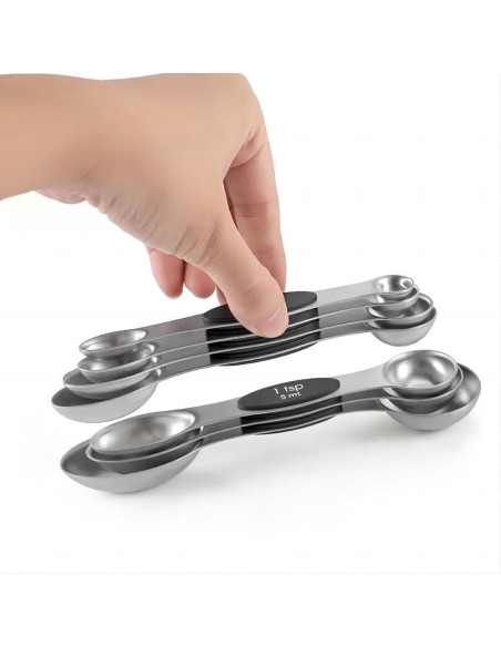Juego de 8 Cucharas Medidoras Magnéticas Acero Inoxidable