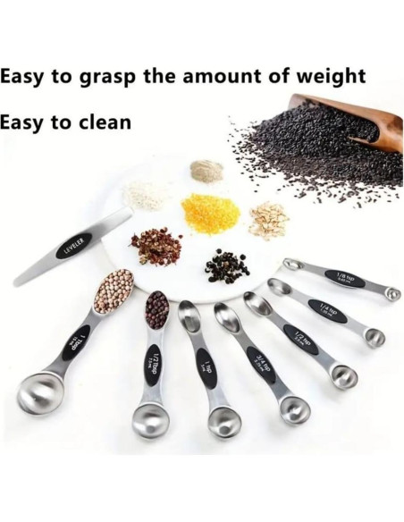 Juego de 8 Cucharas Medidoras Magnéticas Acero Inoxidable