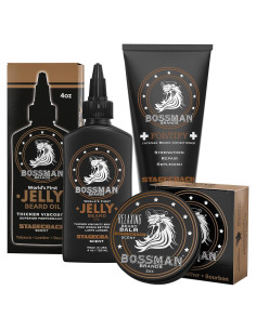 Kit de Barba Bossman Essentials - Acondicionador, Gel y Balsamo