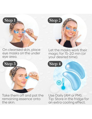 Parches para Ojos Bloomora - 30 Pares Hidratantes y Antienvejecimiento