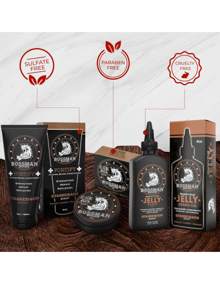 Kit de Barba Bossman Essentials - Acondicionador, Gel y Balsamo