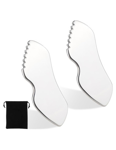 Herramientas Faciales Gua Sha Acero Inoxidable Molain 2 Pcs